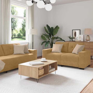 vidaXL bank / zetelstel 3 st Bruin Fluweel, Huis en Inrichting, Zetels | Zetels, Verzenden, Nieuw