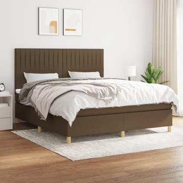 vidaXL Boxspring met matras stof donkerbruin 160x200 cm, Verzenden, Nieuw