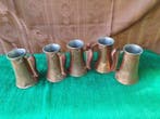 Bierpul (5) - Koper, Hout, Tin - Set koperen bekers, Antiek en Kunst