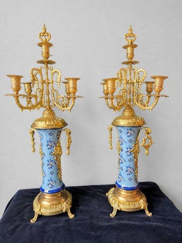 Kandelaar (2) - Brons - H : 63 cm