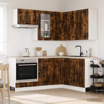 vidaXL Keukenblok KALMAR 8 st Gerookt eiken Bewerkt hout, Verzenden