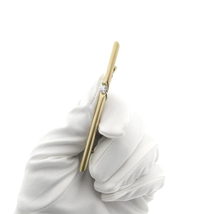 Gouden broche met zirconia, Handtassen en Accessoires, Broches, Goud, Gebruikt, Met edelsteen, Goud, Ophalen of Verzenden