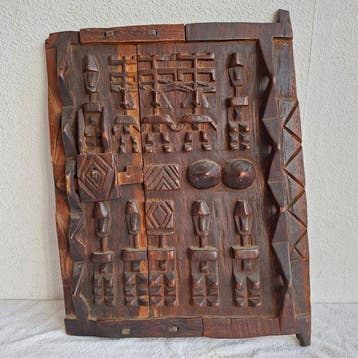 Paneel - geometrische patronen voorouderfiguren (Nommo) -, Antiek en Kunst