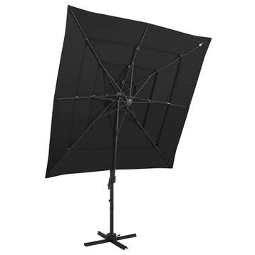 vidaXL Parasol 4-laags met aluminium paal 250x250 cm zwart, Verzenden