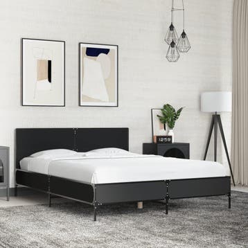 vidaXL Bedframe bewerkt hout metaal zwart 140x200 cm, Verzenden, Nieuw