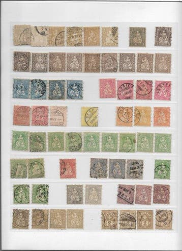 Zwitserland 1862/1942 - zegels, volledige poststukken, paren, Gestempeld