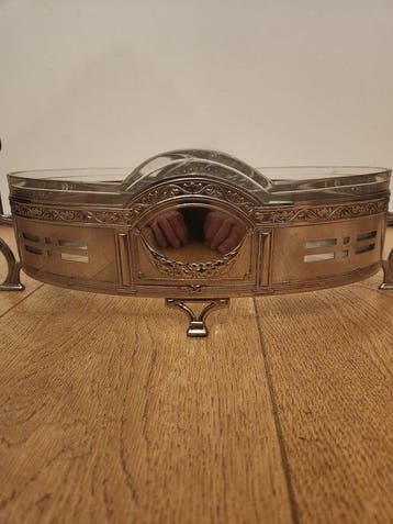 Jardinière - Glas, Verzilverd - Jugendstil