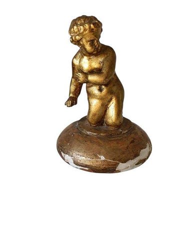 Beeld van het kindje Jezus - Gesneden en verguld hout. -, Antiek en Kunst