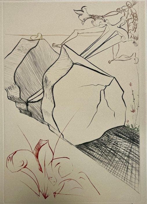 Salvador Dali (1904-1989) - La Quête du Graal – Le Perron, Antiquités & Art, Antiquités | Autres Antiquités