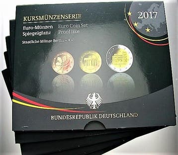 5 x 5,88 Euro,munten set 1 Cent-2 Euro 2017 A, D, F, G, J..., Postzegels en Munten, Munten | Europa | Euromunten, Verzenden, België