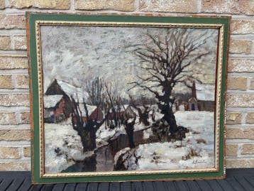 Eugène Masselus (1897-1998) - Winterlandschap langs de Leie