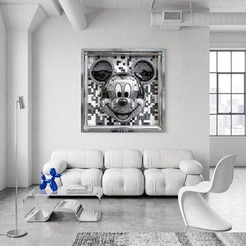 Artxlife - Lego Mickey Mouse Black Water Silver Frame