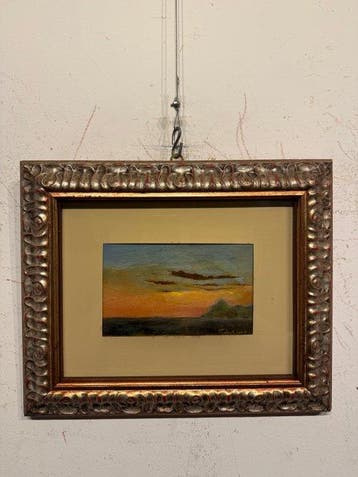 Italiaanse school (XX) - Marina siciliana con montagne al, Antiek en Kunst
