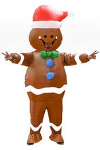 KIMU® Opblaas Kostuum Gingerbread Man Opblaasbaar pak Kerstp, Ophalen of Verzenden, Nieuw