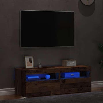 vidaXL Tv-meubels met LED-verlichting 2 st bewerkt hout oud, Verzenden