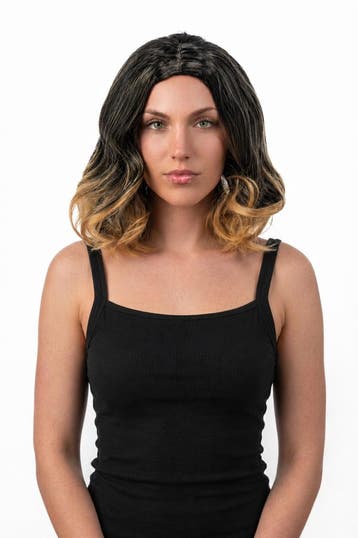 KIMU® Luxe Ombré Donkerbruin Goudblond Pruik Bob Jaren 20 G, Kleding | Dames, Ophalen of Verzenden, Nieuw