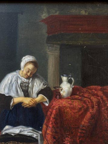 After a work by Gabriel Metsu (1629-1667) looted and lost