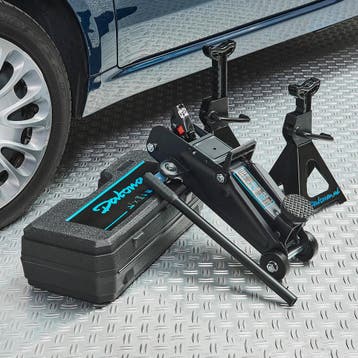 Datona Autokrik 2 ton + assteunen 3 ton - Datona - Zwart, Auto diversen, Krikken, Ophalen of Verzenden, Nieuw