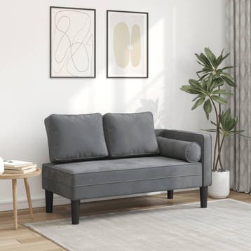 vidaXL Chaise longue met kussens fluweel donkergrijs, Verzenden