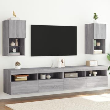 vidaXL Tv-meubelen 2 st met LED-verlichting 30,5x30x60 cm, Huis en Inrichting, Kasten |Televisiemeubels, Verzenden, Nieuw