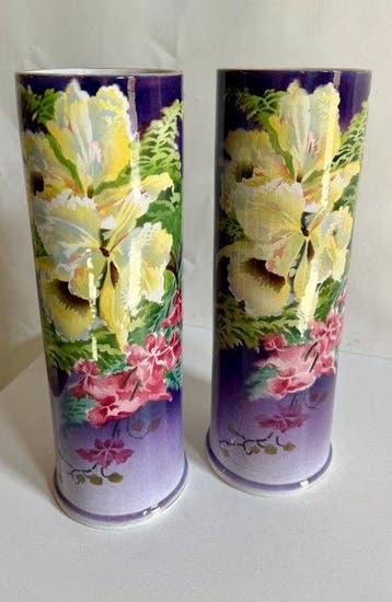 St. Amand France – Pair of Art Nouveau HandPainted Floral