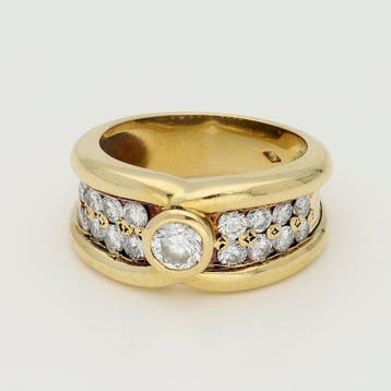 Bague - 18 carats Or jaune Diamant (Naturelle), Nieuw
