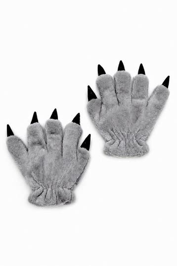 KIMU® Klauwen Handschoenen Donkergrijs Pluche Handschoen Nag, Ophalen of Verzenden