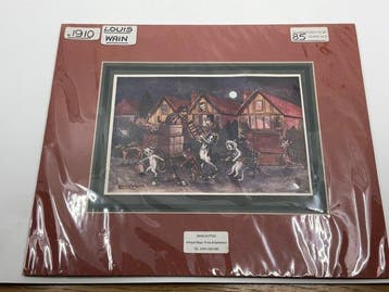 Louis Wain (ill) - Rare Louis Wain print of Cats moving, Antiquités & Art