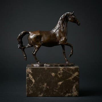 Beeld, Naar Carvin: Lopend paard - 19.8 cm - Brons, Marmer, Antiek en Kunst