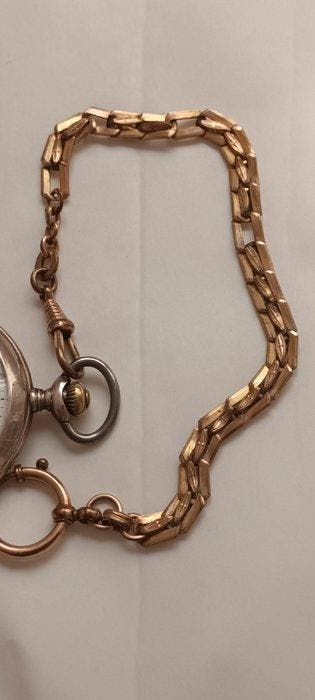 pocket ZENITH - silver - chain - pocket watch - No Reserve