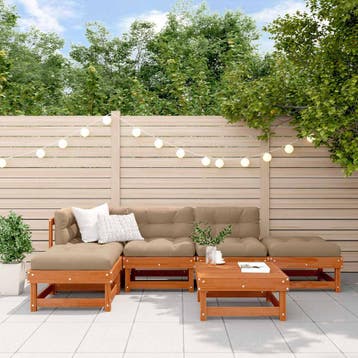 vidaXL Tuin loungeset 6 st Wasbruin Massief grenenhout, Tuin en Terras, Verzenden, Nieuw, Loungeset