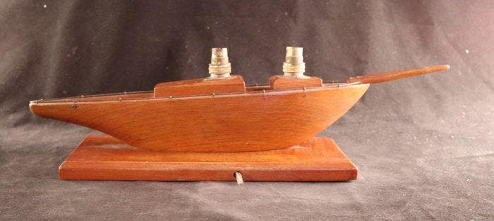 Art Deco - Lampe de table - Bois, Antiek en Kunst, Kunst | Designobjecten
