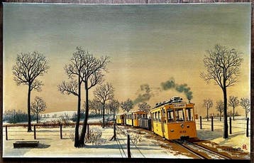 Henri Dethier (1939-2009) - Le train sous la neige,