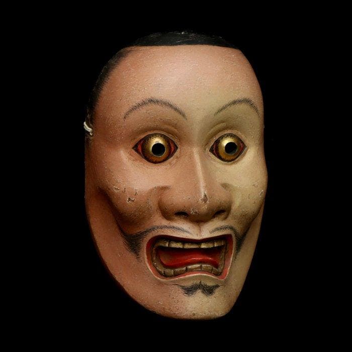 High Quality Japan Wooden Noh mask “Kotobide   -, Antiquités & Art, Antiquités | Autres Antiquités
