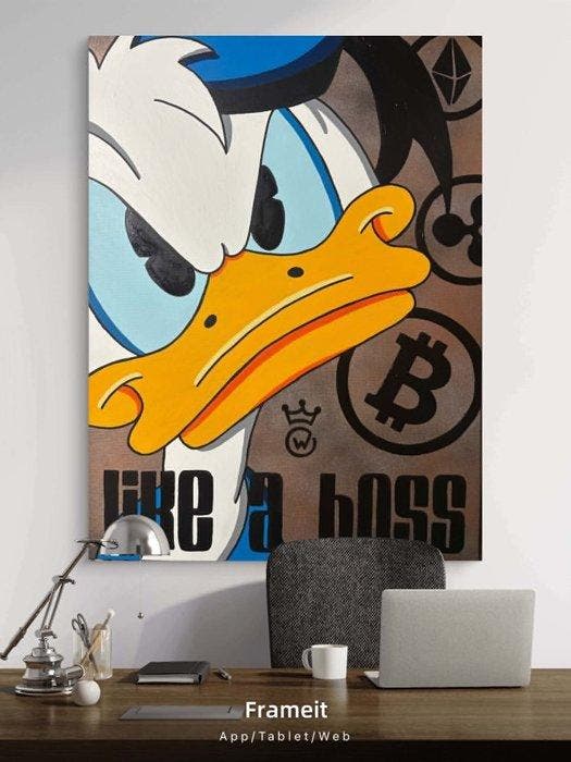 Xavier Van Walsem (1980) - Donald duck like a boss crypto, Antiquités & Art, Art | Peinture | Moderne