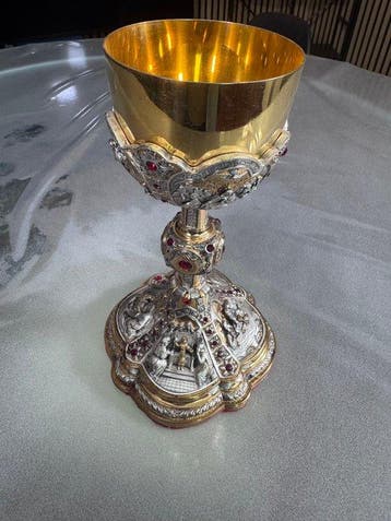 Liturgische kelk - 26 cm - Alpacca, Verzilverd, Verguld -