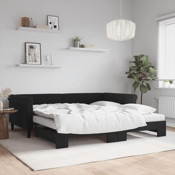 vidaXL Slaapbank onderschuifbed en matrassen 100x200 cm, Verzenden