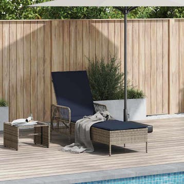 vidaXL Ligstoel Grijs en Marineblauw 200 x 55 x 92 cm poly, Verzenden, Nieuw