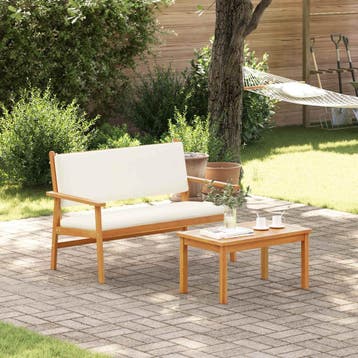 vidaXL Tuinbank Set 2 st Crème Wit Massief Acacia Hout, Verzenden