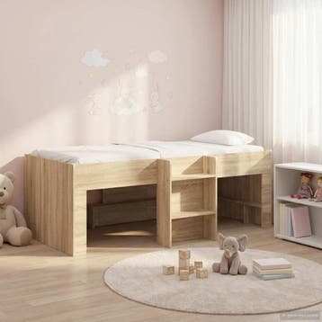 vidaXL Kinderhoogslaper Sonoma Eiken 90 x 200 cm Bewerkt, Verzenden