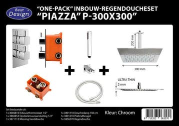 One pack inbouw-regendoucheset Plafonduitloop 300mm Vierkant, Ophalen of Verzenden
