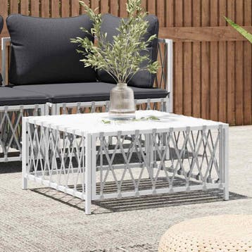vidaXL Tuintafel 70x70x34 cm geweven stof wit, Verzenden