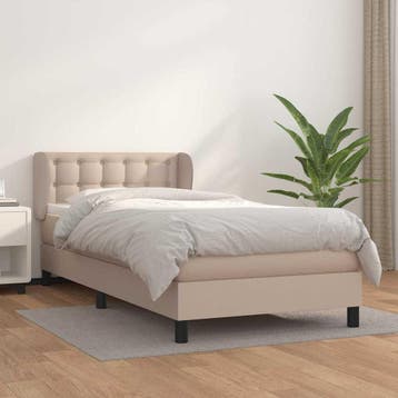 vidaXL Boxspring met matras kunstleer cappuccinokleurig, Verzenden