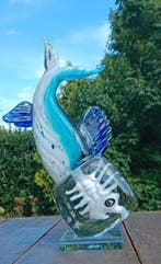 sculptuur, grote skelet fisch - 35 cm - murano stijl