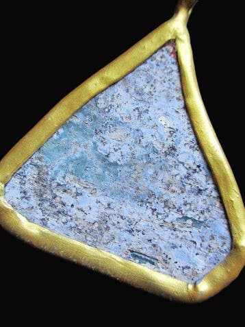 Oud-Romeins Glas Iridescerende lichtblauwe ketting - 45 mm