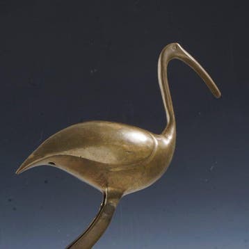 Beeld, Gestileerde ibis • Mid Century • gepatineerd • India
