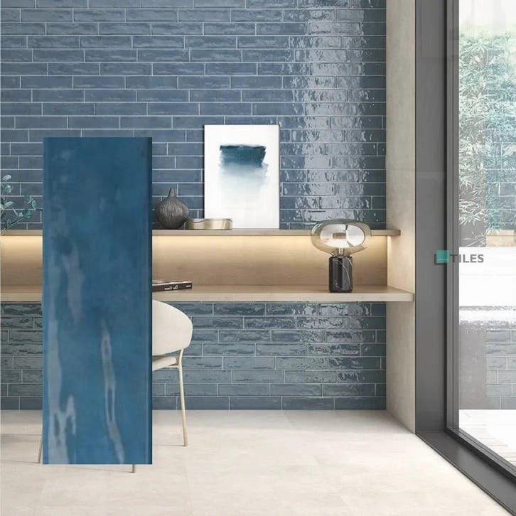 Wandtegel Sottocer Gra Blue Blauw Glans 7,5x30 (Muurtegels), Bricolage & Construction, Dalles & Carrelages, Enlèvement ou Envoi