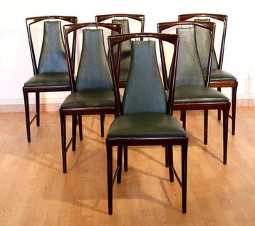 Osvaldo Borsani - Stoel (6) - Hout, Leder