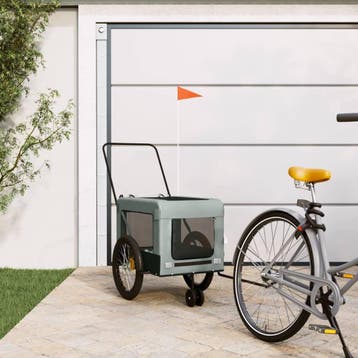 vidaXL Hondenfietstrailer oxford stof en ijzer grijs en, Verzenden, Nieuw