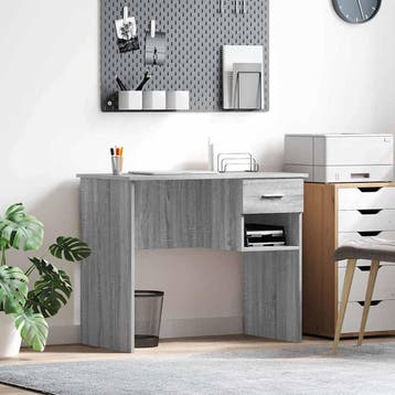 vidaXL Bureau Grijs Sonoma 90 x 49 x 75 cm Bewerkt hout, Huis en Inrichting, Bureaus, Verzenden, Nieuw